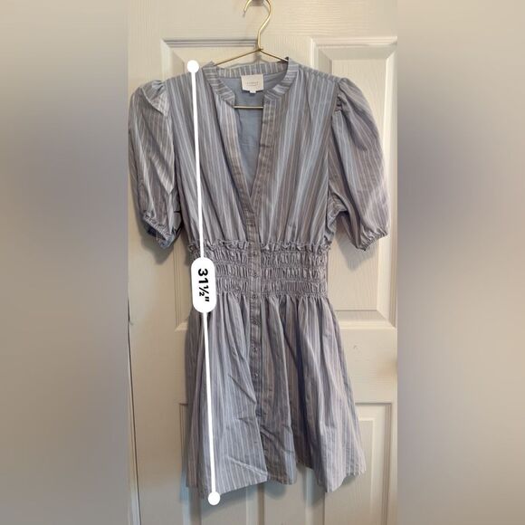 Sundays Blue Smocked Mandarin Collar Dress - Picture 10 of 10